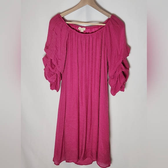 Indigo Rose Pink Off-Shoulder Dress NWT Large - Picture 1 of 8